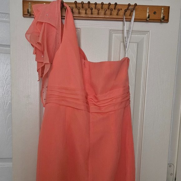 David's Bridal Salmon Peach Dress With Dainty Sequins (new with tags) - Picture 7 of 9